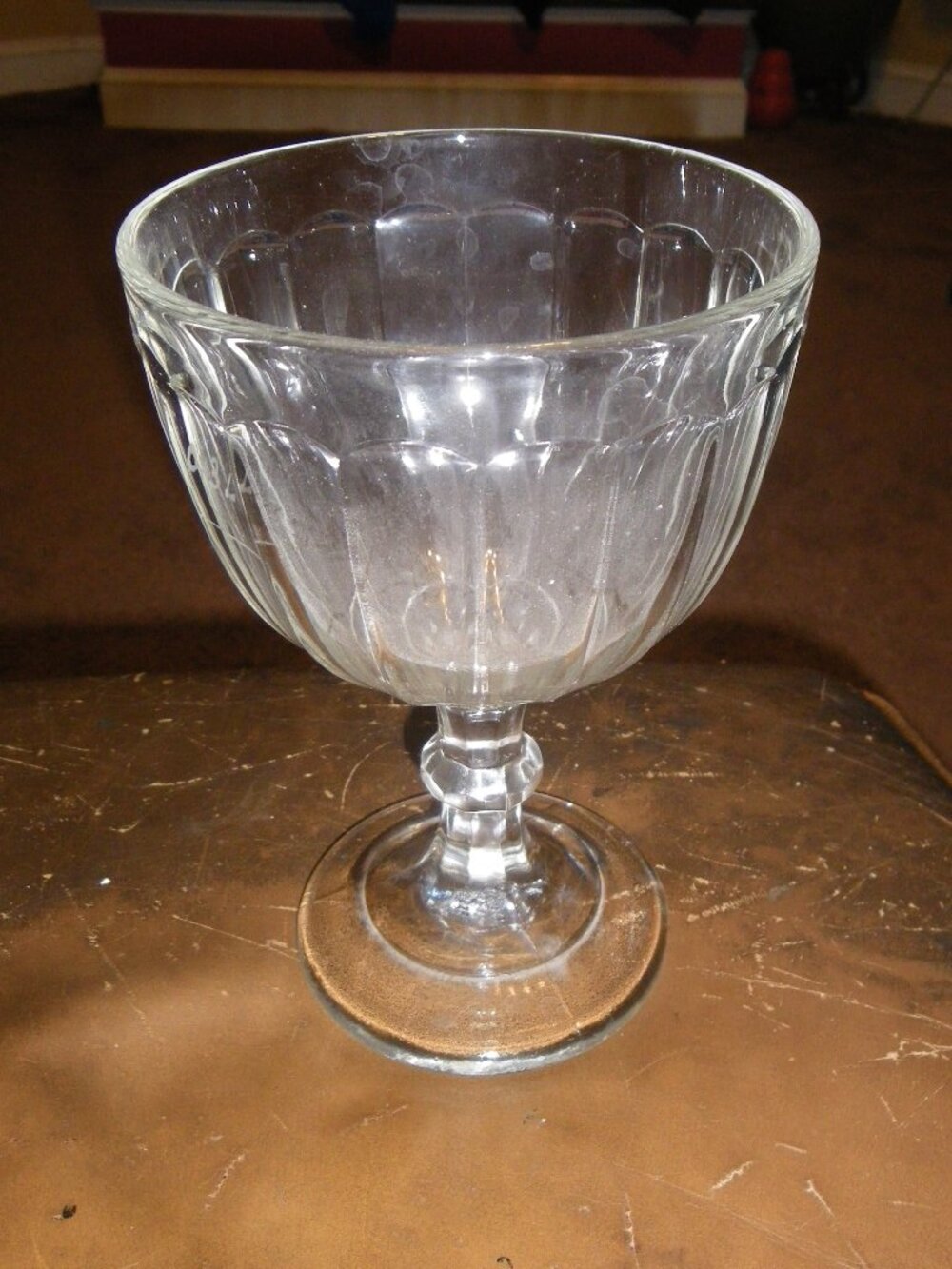 Vintage Large Thick Pressed Glass Chalice Cup